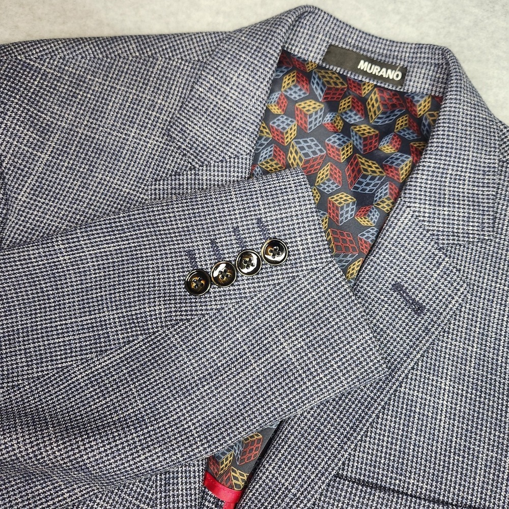 Murano Mens Slim Fit Blue Glen Check Sports Blazer Size Medium